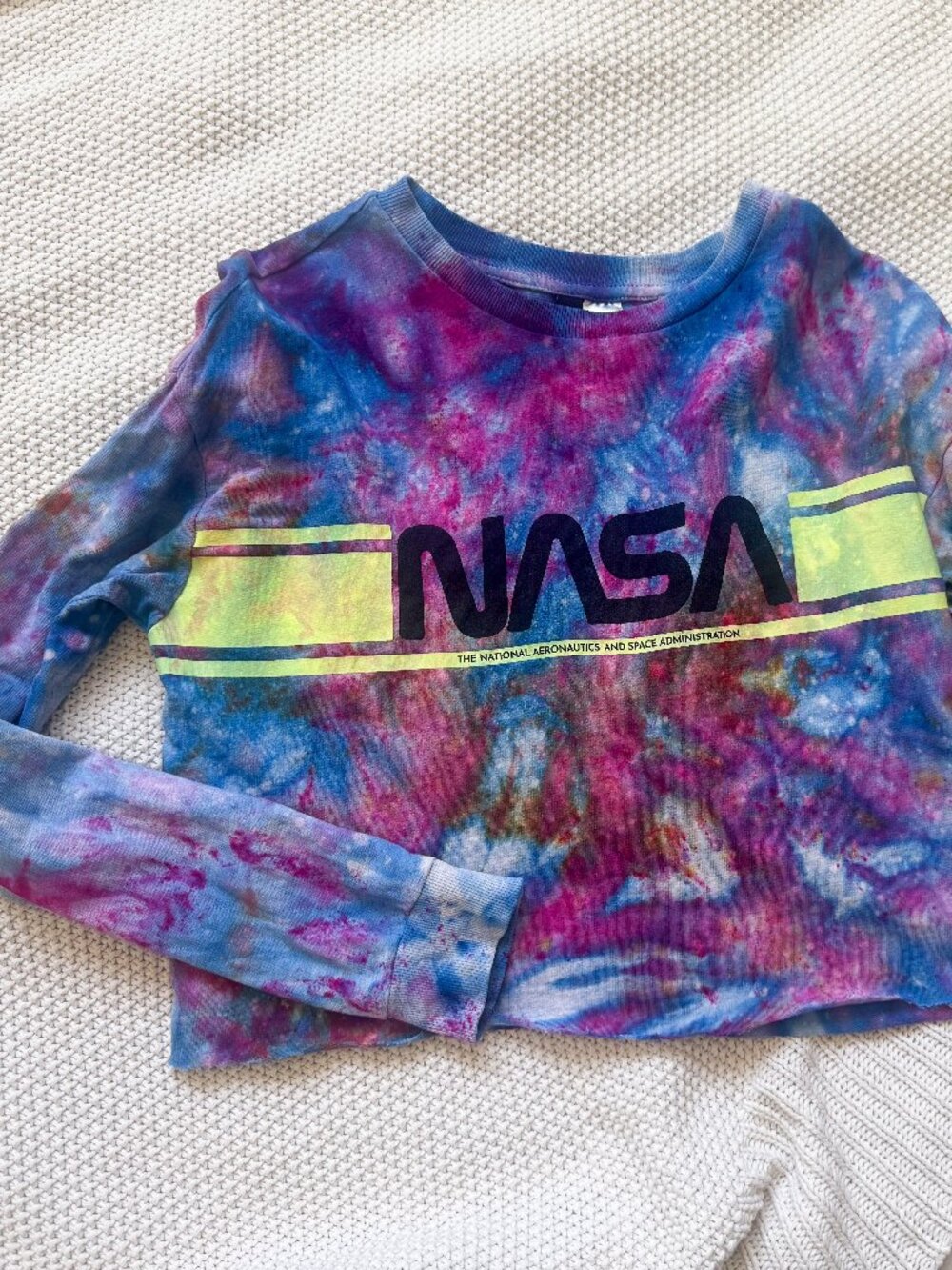 Hand Dyed Tie Dye NASA Long Sleeve Tee